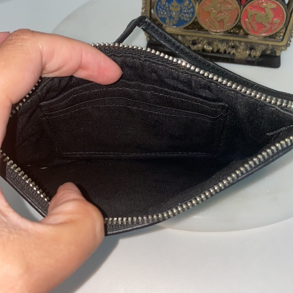 Coach Turquoise Zipper Wallet with Black Rose Pattern. - Picture 3 of 16